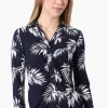 International INC Company Floral Ruched Button Down Shirt - Navy