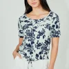 International INC Company Floral Drawstring Detail Tee - Blue
