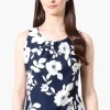 International INC Company Floral Cinched Collar Tank Top - Navy