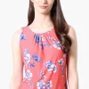 International INC Company Floral Cinched Collar Tank Top - Pink