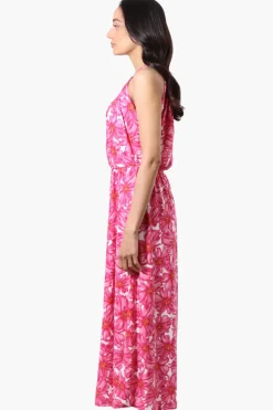 International INC Company Floral Sleeveless Halter Neck Maxi Dress - Pink