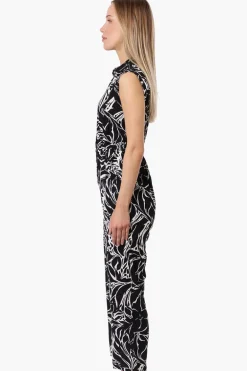 International INC Company Floral Button Up Jumpsuit - Black