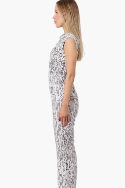 International INC Company Patterned Button Up Jumpsuit - White