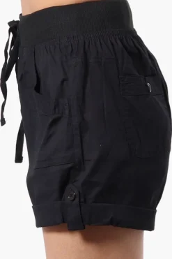 International INC Company Tie Waist Cotton Shorts - Black