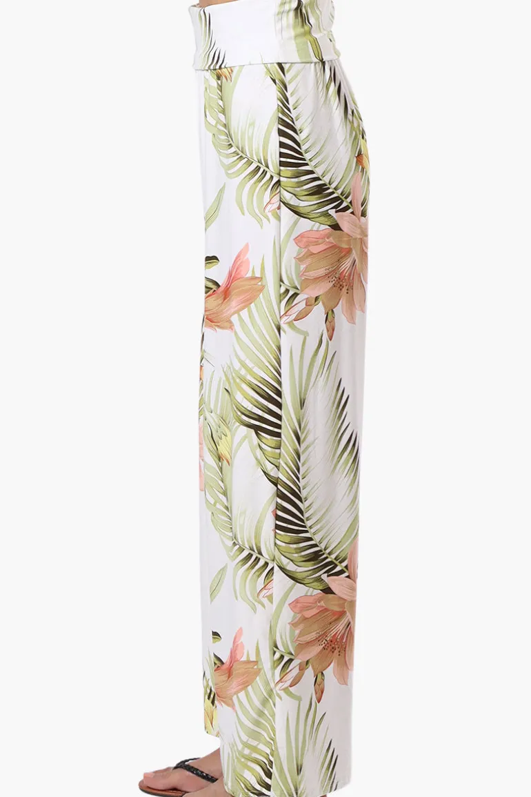 International INC Company Floral Fold Over Palazzo Pants - White