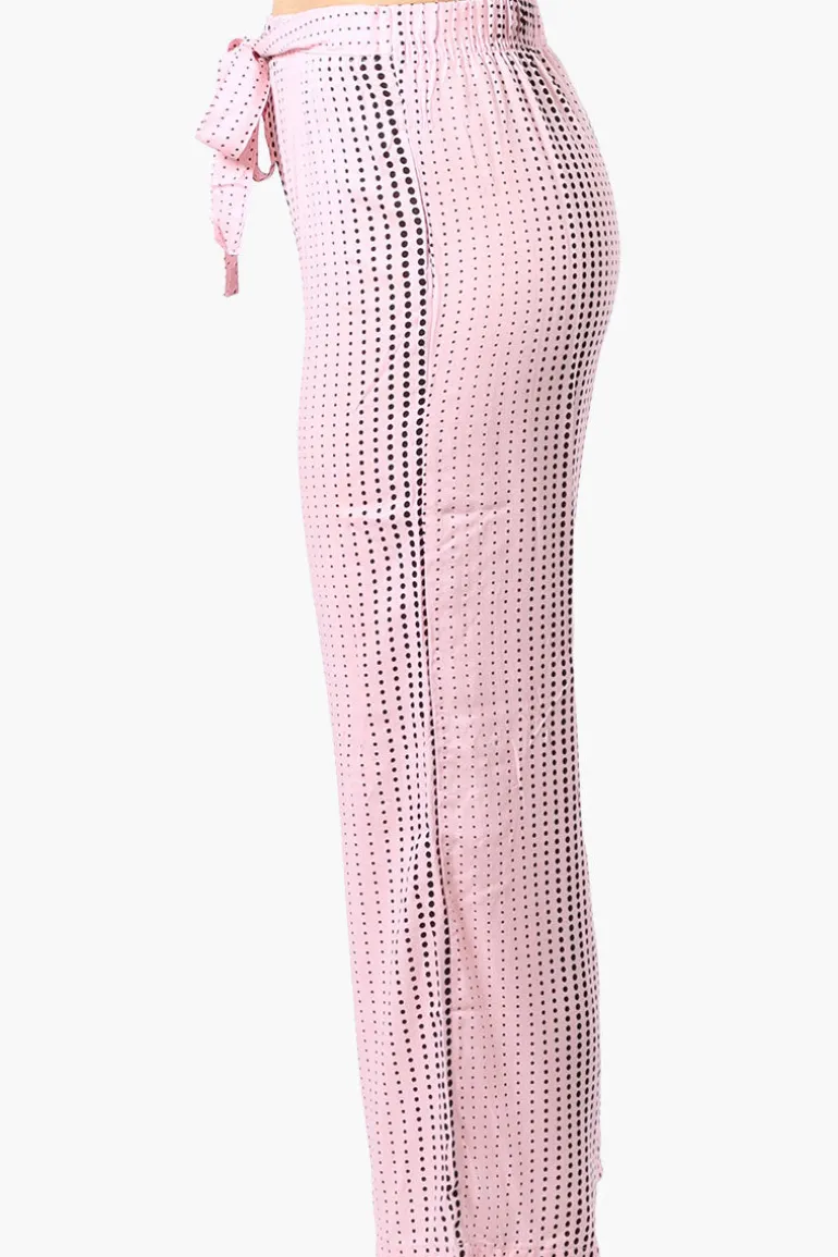 International INC Company Dotted Tie Waist Cropped Pants - Pink