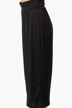 International INC Company Solid Fold Over Cropped Pants - Black