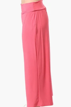 International INC Company Solid Fold Over Cropped Pants - Pink