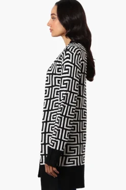 International INC Company Greek Print Wrap Cardigan - White