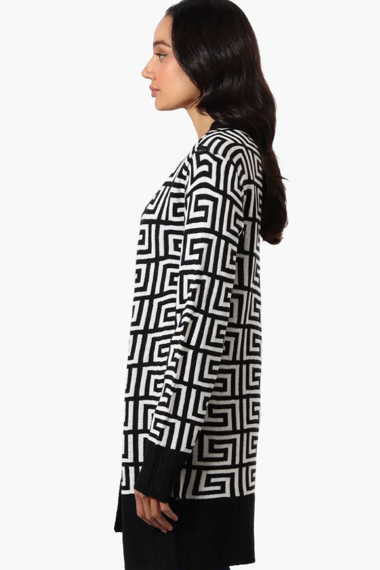 International INC Company Greek Print Wrap Cardigan - White