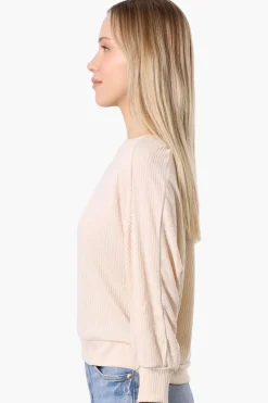 International INC Company Ribbed Button Back Detail Pullover Sweater - Cream