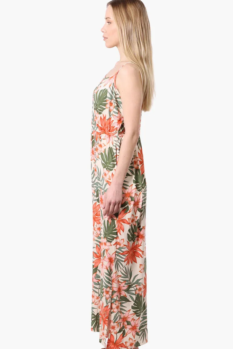 International INC Company Floral Spaghetti Strap Maxi Dress - Peach
