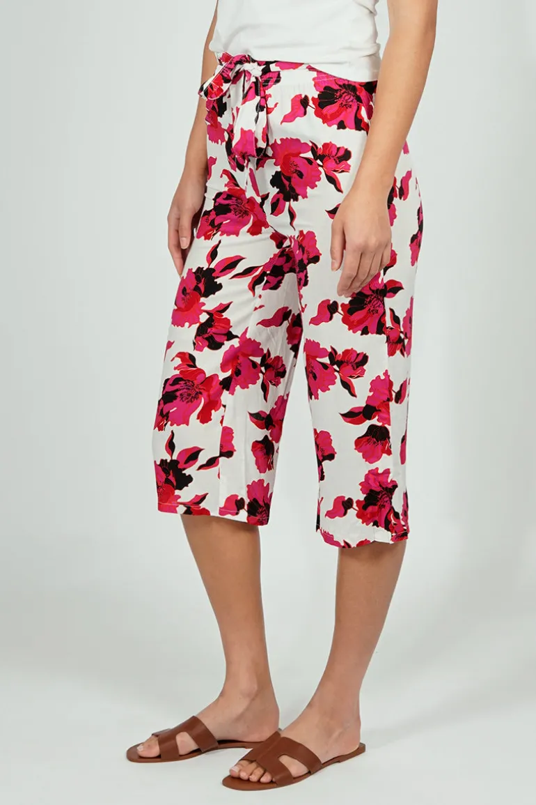 International INC Company Belted Floral Culotte Pants - White