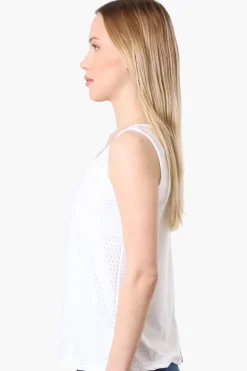 International INC Company Patterned Square Neck Tank Top - White