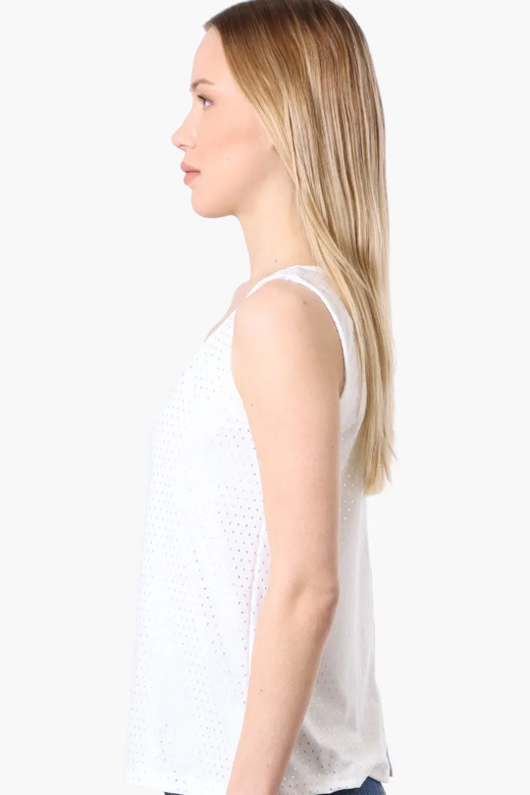 International INC Company Patterned Square Neck Tank Top - White