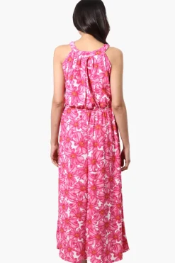 International INC Company Floral Sleeveless Halter Neck Maxi Dress - Pink