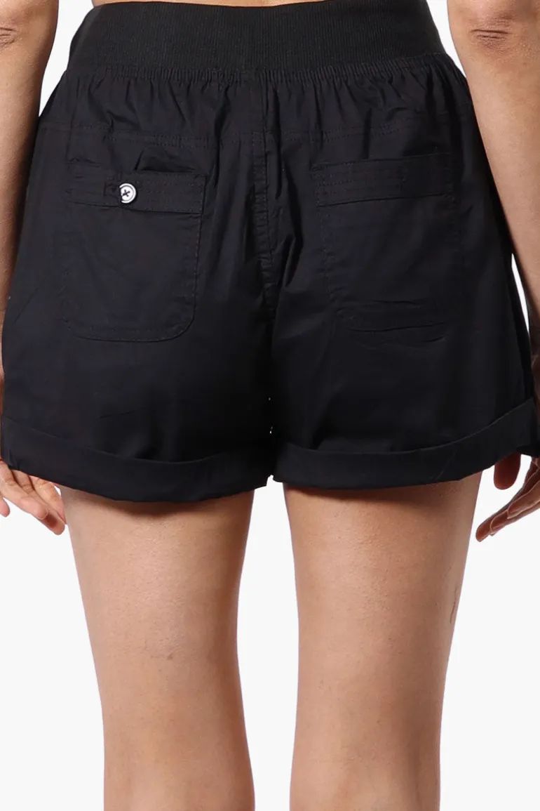 International INC Company Tie Waist Cotton Shorts - Black