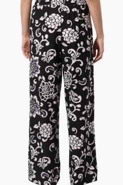 International INC Company Floral Tie Waist Palazzo Pants - Black