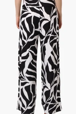 International INC Company Floral Fold Over Palazzo Pants - Black