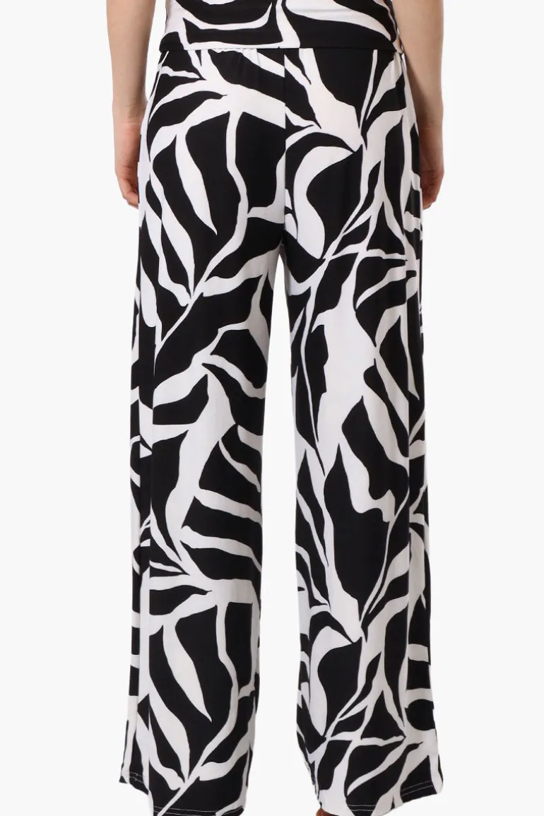 International INC Company Floral Fold Over Palazzo Pants - Black