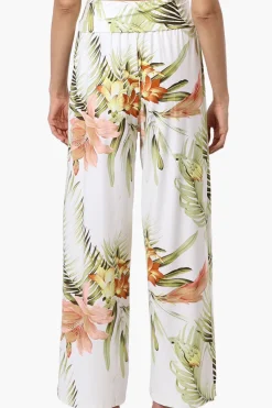 International INC Company Floral Fold Over Palazzo Pants - White