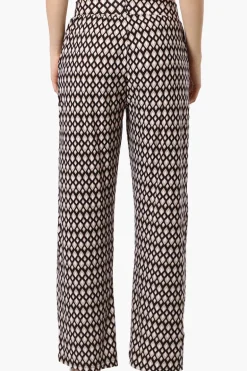 International INC Company Patterned Wide Leg Pants - Black