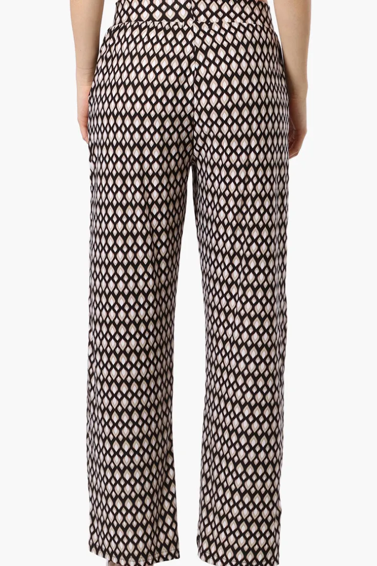 International INC Company Patterned Wide Leg Pants - Black