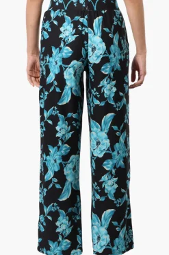 International INC Company Floral Wide Leg Pants - Black