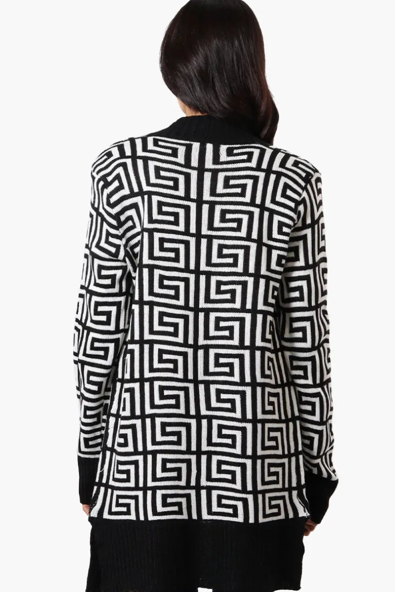 International INC Company Greek Print Wrap Cardigan - White