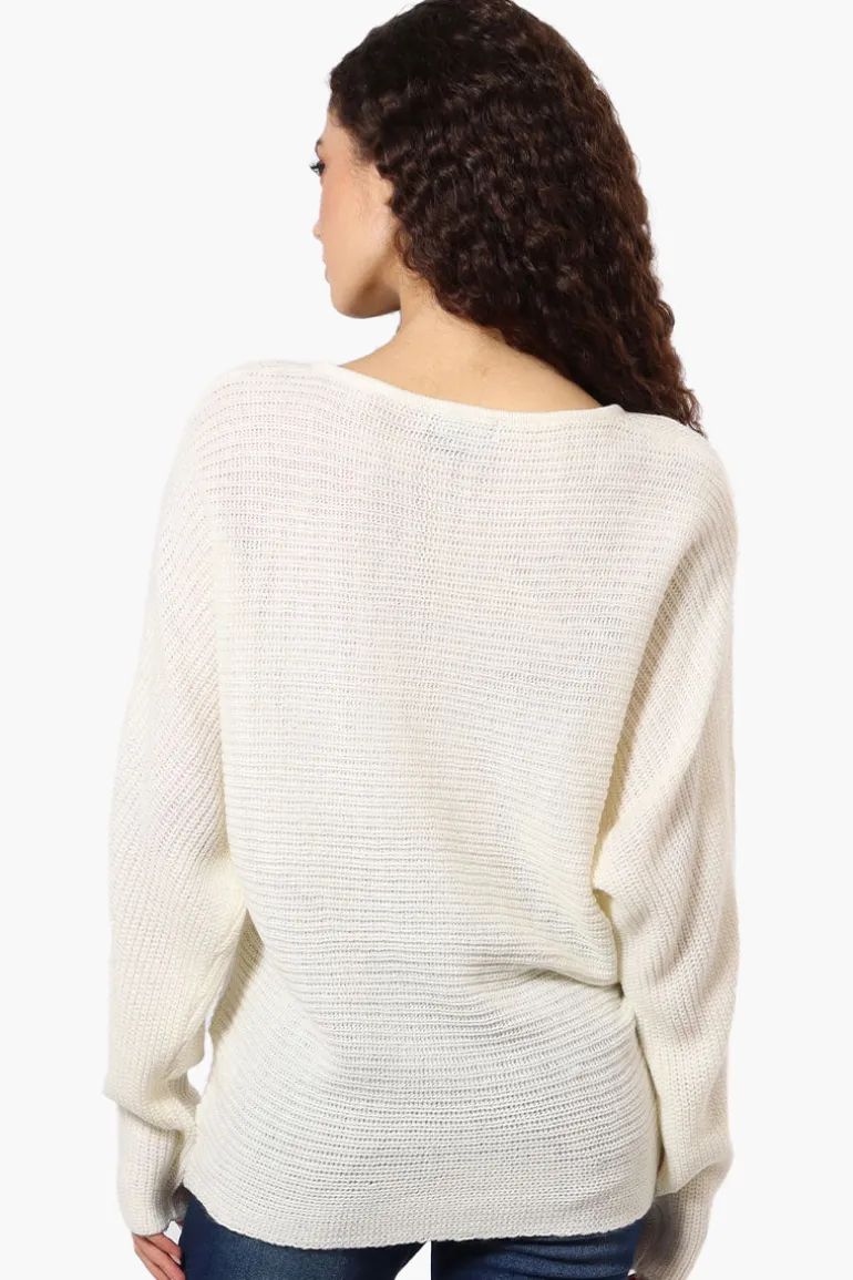 International INC Company Ribbed Pullover Sweater - White