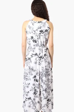International INC Company Floral Halter Neck Midi Dress - White