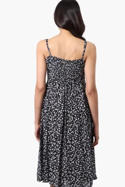 International INC Company Floral Button Down Midi Dress - Black