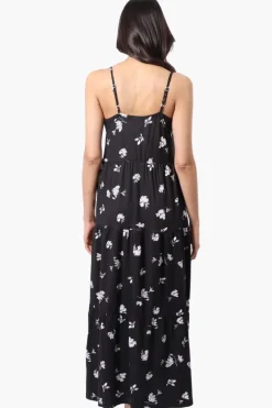 International INC Company Floral Spaghetti Strap Maxi Dress - Black