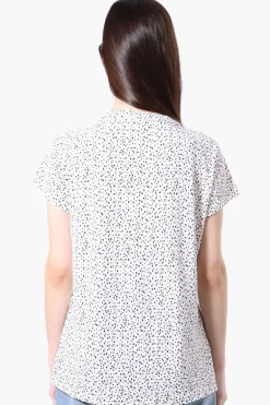International INC Company Dotted Short Sleeve Blouse - White
