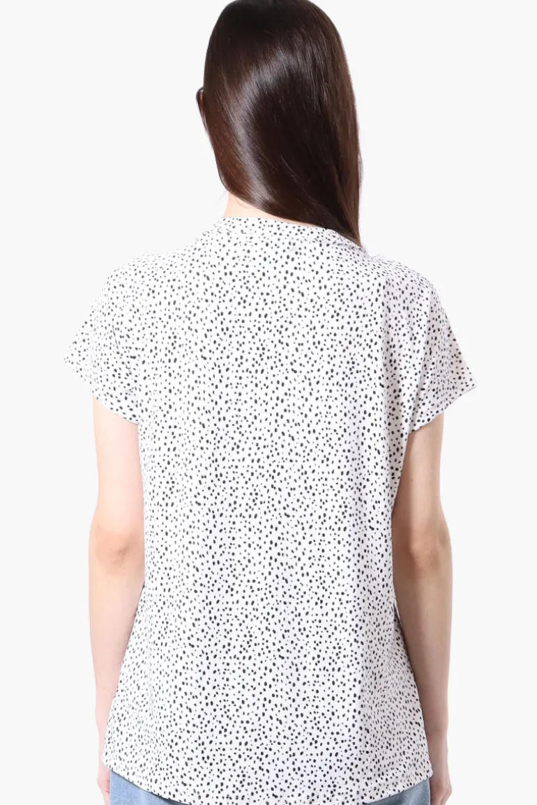 International INC Company Dotted Short Sleeve Blouse - White