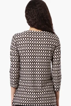 International INC Company Patterned 3/4 Sleeve Blouse - Black