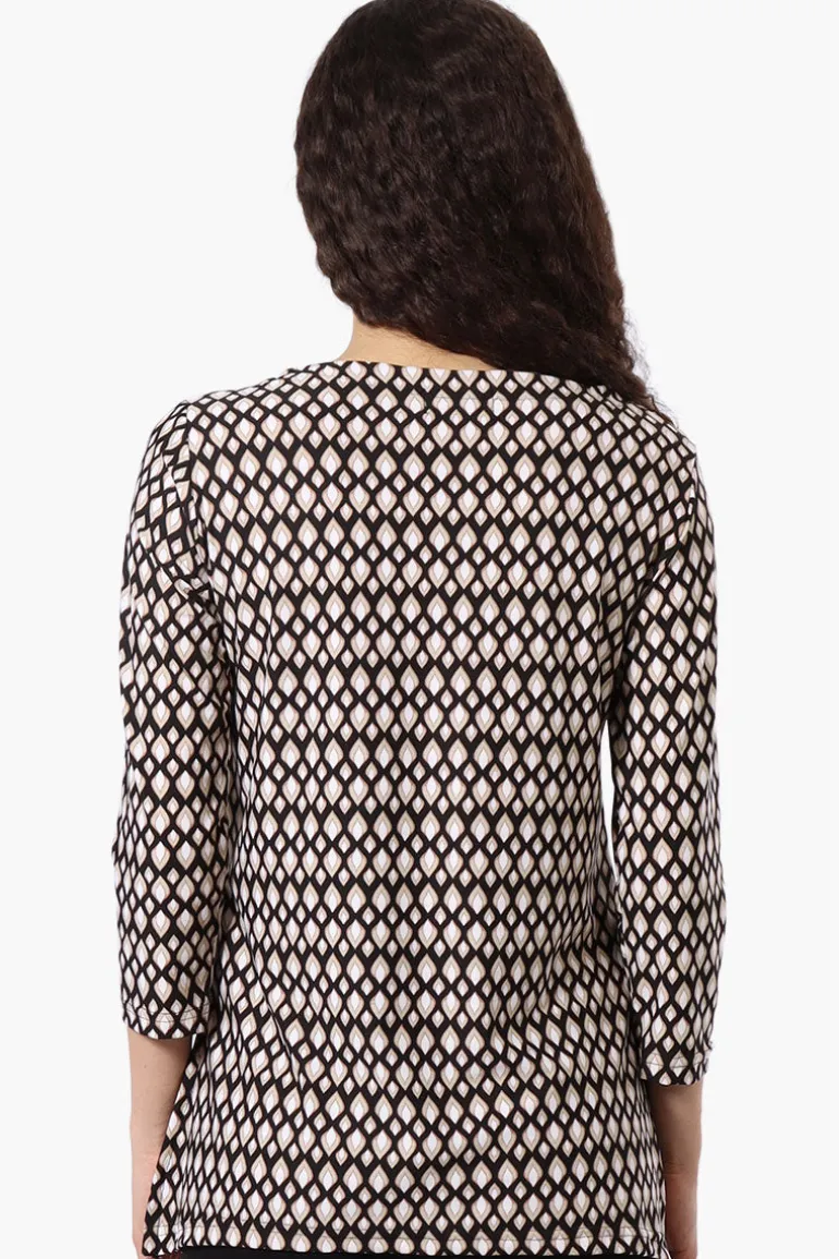 International INC Company Patterned 3/4 Sleeve Blouse - Black