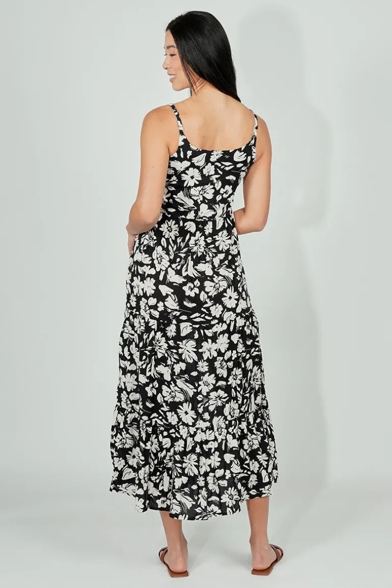 International INC Company Floral Tiered Maxi Dress - Black