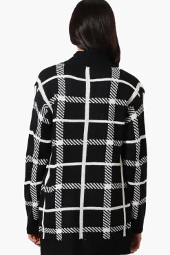 International INC Company Plaid Fold Over Wrap Cardigan - Black
