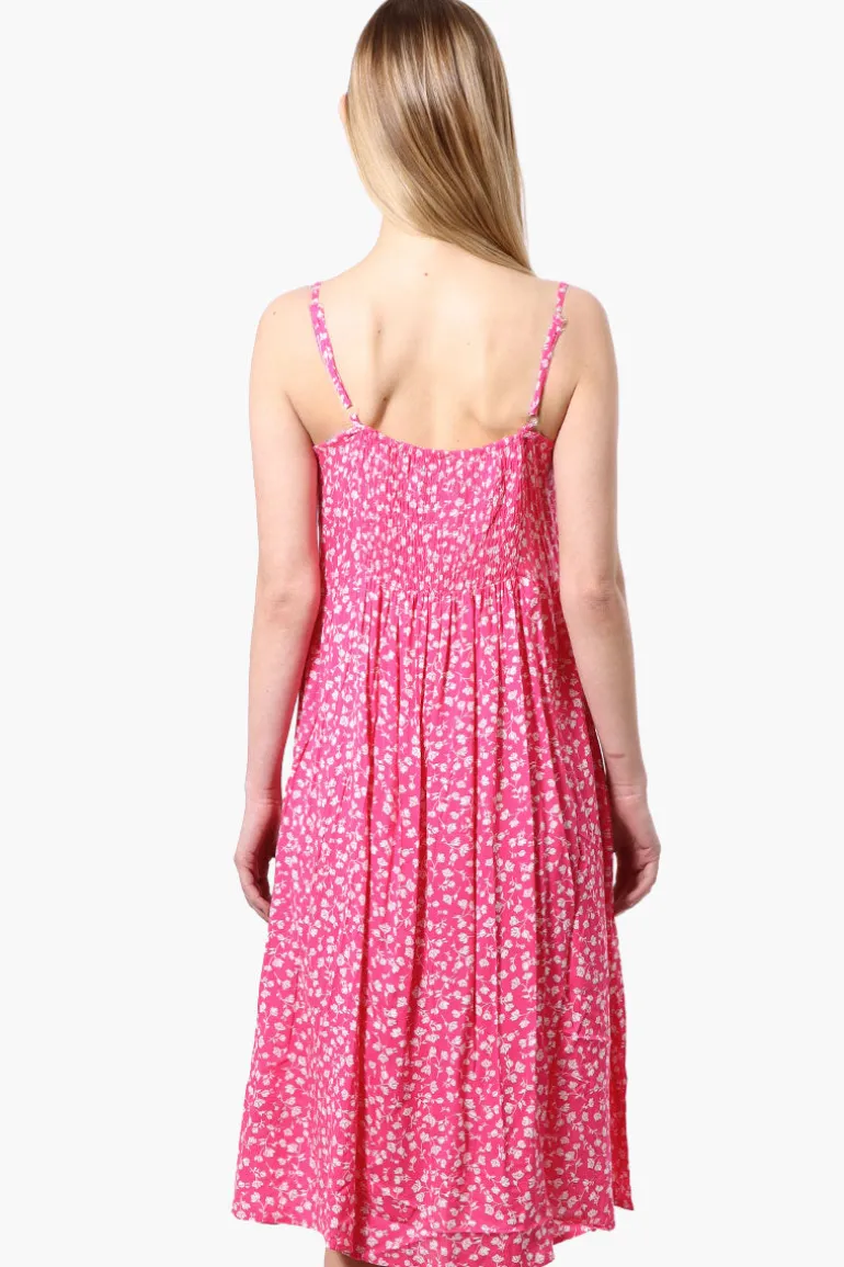 International INC Company Floral Button Down Midi Dress - Pink