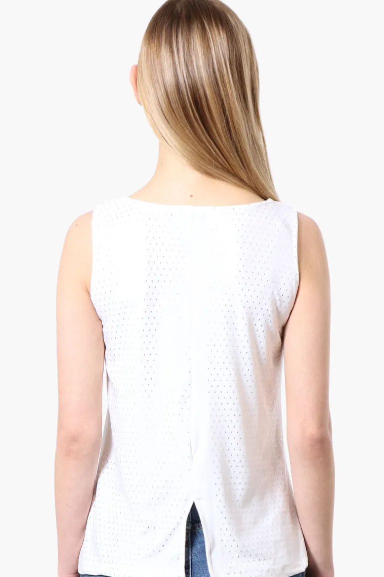 International INC Company Patterned Square Neck Tank Top - White