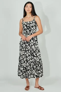 International INC Company Floral Tiered Maxi Dress - Black