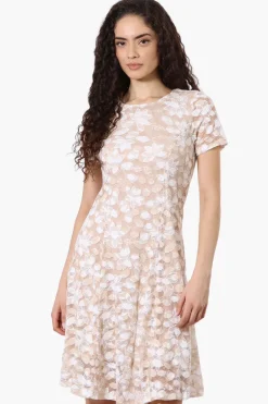 Limite Floral A-Line Mesh Day Dress - Pink