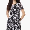 Limite Floral A-Line Mesh Day Dress - Black