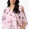Limite Floral Cold Shoulder Poncho Blouse - Pink