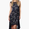 Limite Floral Lace High Low Prom Dress - Navy