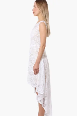 Limite Floral Lace High Low Prom Dress - White