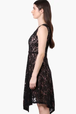 Limite Floral Lace Sequin Day Dress - Black