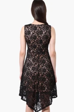 Limite Floral Lace Sequin Day Dress - Black