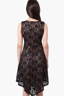 Limite Floral Lace Sequin Day Dress - Black